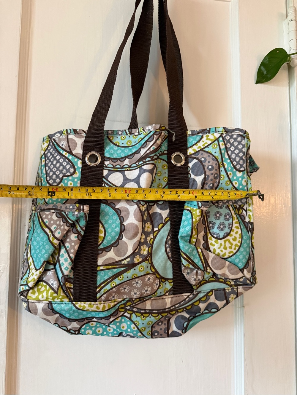 Thirty one Quilted Paisley Tote in Teal, Gray & Brown - Picture 5 of 11